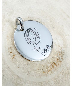 Sterling silver 925 customisable plate with children's drawing 20 mm