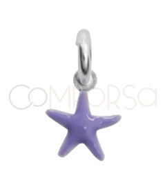 Sterling silver 925 purple enamelled mini star pendant 5.6mm