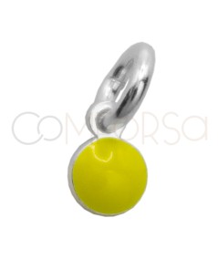 Sterling silver 925 yellow enamelled mini circle pendant 3.5mm