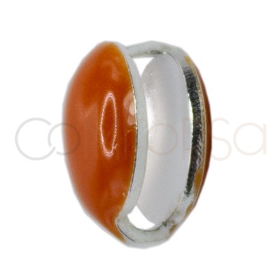 Sterling silver 925 orange enamelled mini circle spacer bead 6mm