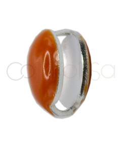 Sterling silver 925 orange enamelled mini circle spacer bead 6mm