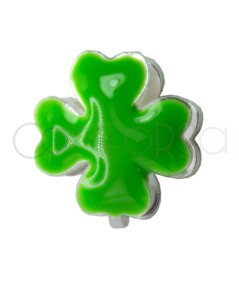 Sterling silver 925 green enamelled mini clover spacer bead 7mm