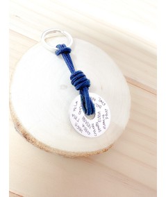 Sterling silver 925 "Gracias profe" keychain with doughnut and parachute cord