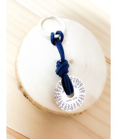 Sterling silver 925 "Gracias profe" keychain with doughnut and parachute cord