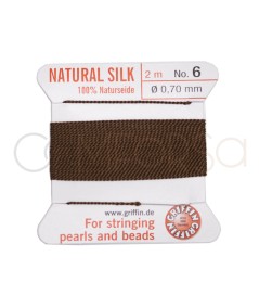 Natural brown nylon beading thread 0.7mm Griffin