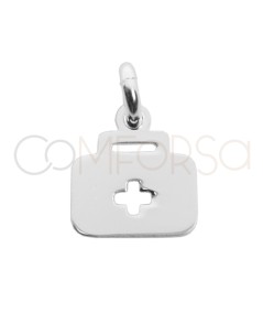 Sterling silver 925 mini first-aid kit pendant 7 x 7.6mm