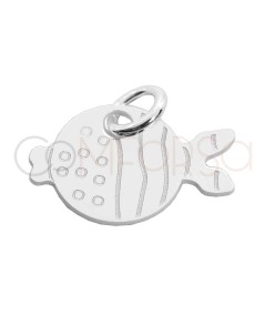 Sterling silver 925 puffer fish pendant 12 x 9mm