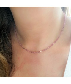 Sterling silver 925 Pink Tourmaline stones choker