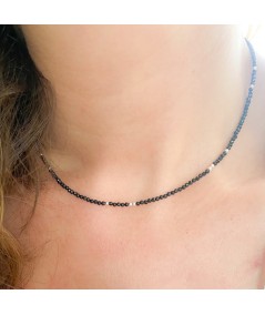 Sterling silver 925 Black Spinel stones choker