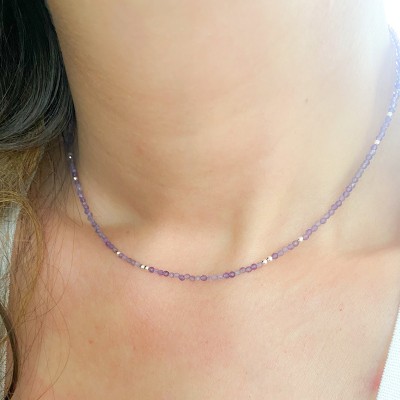 Sterling silver 925 Amethyst stones choker