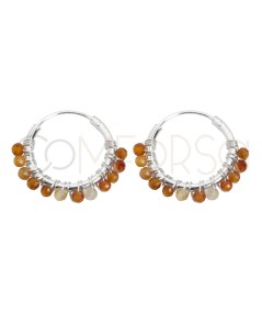 Sterling silver 925 hoop earrings with Orange Agate stones 12mm