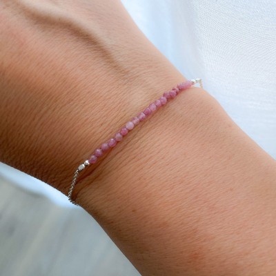 Sterling silver 925 bracelet with Pink Tourmaline stones