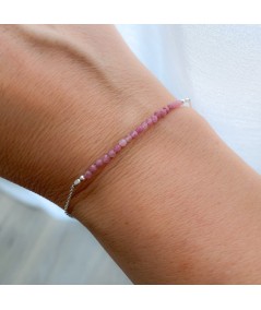 Sterling silver 925 bracelet with Pink Tourmaline stones