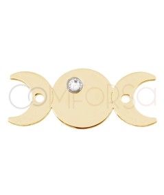 Sterling silver 925 moon phase connector with zirconia 21 x 9mm