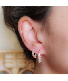 Sterling silver 925 hoop earrings with Orange Agate stones 14mm