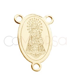 Engraving + Gold-plated sterling silver 925 "Virgen de los Desamparados" connector 11 x 17mm