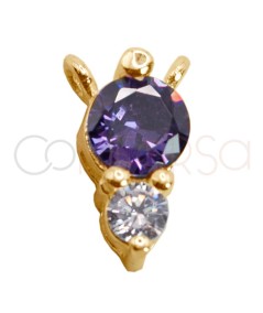 Gold-plated sterling silver 925 double zirconia pendant Tanzanite 5 x 10mm