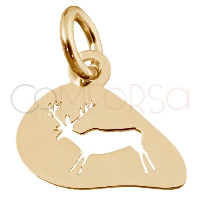 Sterling silver 925 Altamira deer pendant 9.5 x 8mm