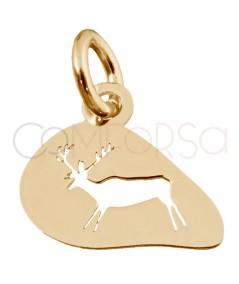 Sterling silver 925 Altamira deer pendant 9.5 x 8mm