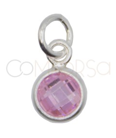 Sterling silver 925 mini pink zirconia pendant 4.5mm