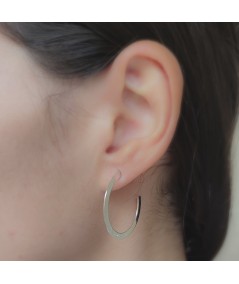 Sterling silver 925 flat hoop earrings with holes 30mm