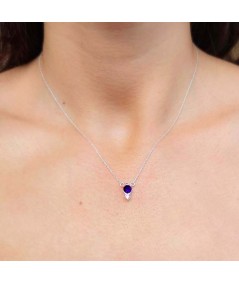 Gold-plated sterling silver 925 double zirconia pendant Tanzanite 5 x 10mm