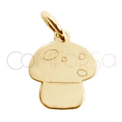 Gold-plated sterling silver 925 mini mushroom pendant 6 x 9mm