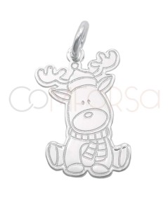 Sterling silver 925 reindeer with hat pendant 10 x 16mm