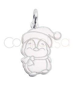 Gold-plated sterling silver 925 penguin with hat pendant 10 x 15mm