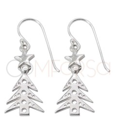 Sterling silver 925 Christmas tree hook earring 12 x 24mm