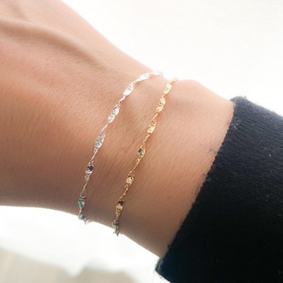 Gold-plated sterling silver 925 hammered twist bracelet