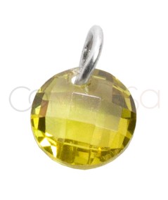 Gold-plated sterling silver 925 Citrine floating zirconia 6mm pendant