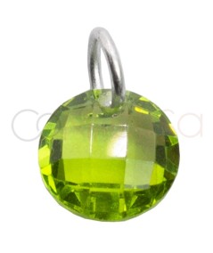 Gold-plated sterling silver 925 Peridot floating zirconia pendant 6mm