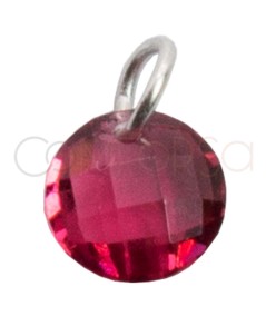 Sterling silver 925 Pink floating zirconia pendant 6mm