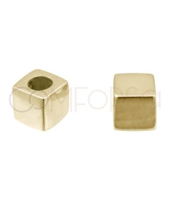 Engraving + Gold-plated sterling silver 925 cube spacer 5mm