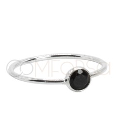 Sterling silver 925 ring with Black Spinel stone 4mm