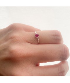 Sterling silver 925 ring with Pink Tourmaline stone 4mm