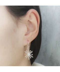 Sterling silver 925 snowflake hook earring with zirconia 17mm