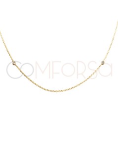 Gold-plated sterling silver 925 stoned cable chain with two zirconias