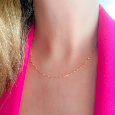 Gold-plated sterling silver 925 stoned cable chain with two zirconias