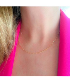 Gold-plated sterling silver 925 stoned cable chain with two zirconias