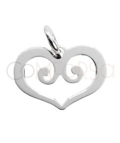 Sterling silver 925 cut-out heart pendant 13 x 9mm