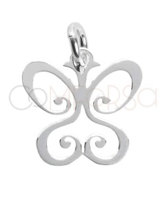 Sterling silver 925 cut-out butterfly pendant 12.5mm