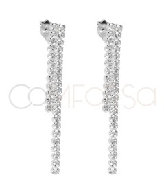 Sterling silver 925 long double zirconia earring 5 x 52.5mm