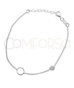 Sterling silver 925 bracelet with circle & zirconia connector