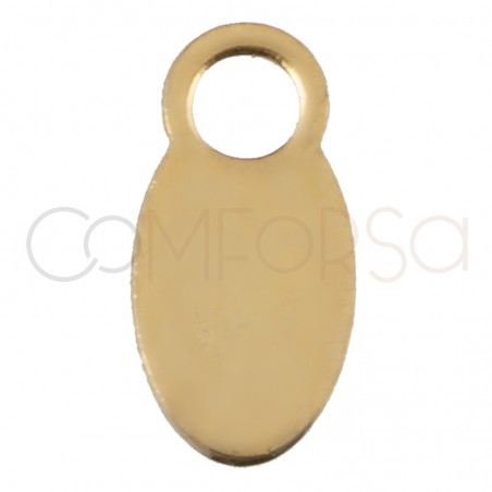 Engraving + Gold-plated sterling silver 925 oval hallmark tag 9 x 4 mm