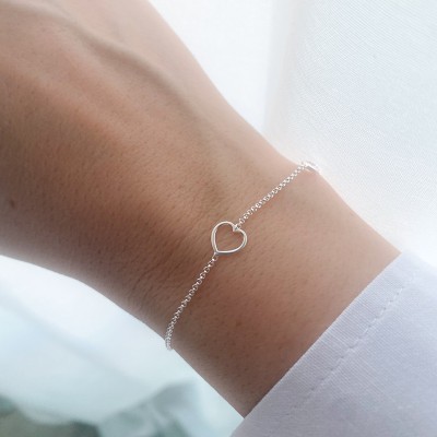 Sterling silver 925 bracelet with heart & zirconia connector