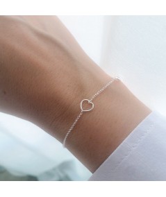 Sterling silver 925 bracelet with heart & zirconia connector