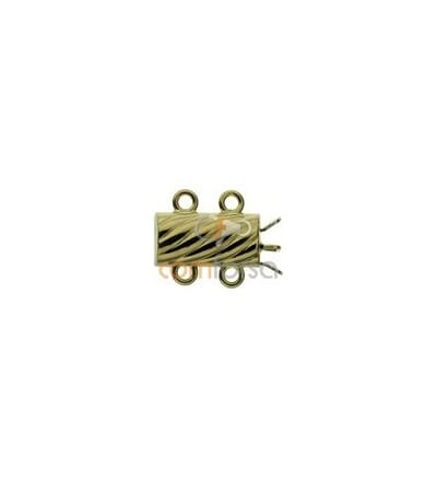 18kt Yellow gold corrugated spacer clasp 2 jumprings 12 x 16 mm