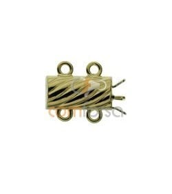 18kt Yellow gold corrugated spacer clasp 2 jumprings 12 x 16 mm